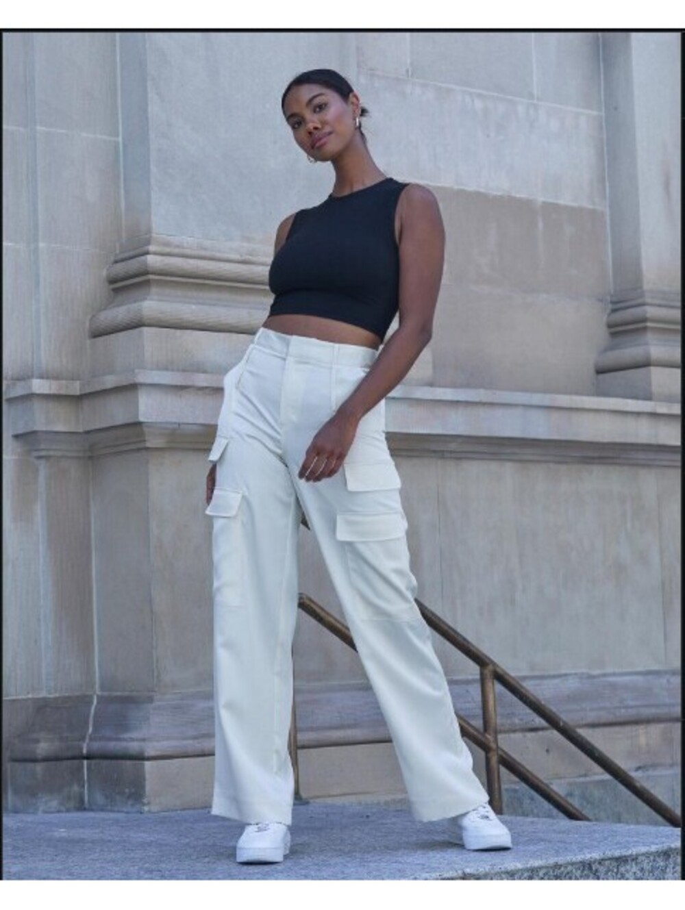 The Noli Shop Milan Satin Cargo Pants Size 0 Pearl Cream Wide Leg - $139 MSRP